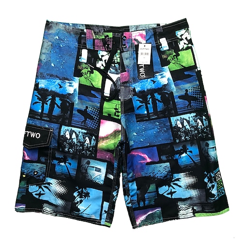 

Men's Swim Trunks Swim Shorts Quick Dry Board Shorts Bathing Suit with Pockets Drawstring Swimming Surfing Beach Water Sports Stripes Gradient Summer