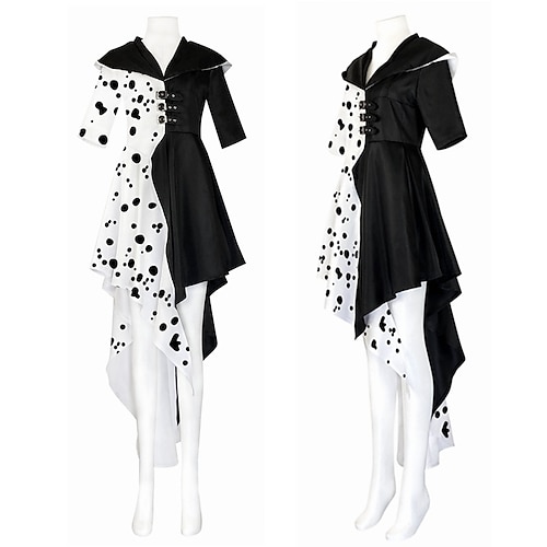  Centouno dalmati Crudelia De Mon Costume Cosplay Abiti Costume da festa Natale Vintage Moda Cosplay di film for Per donna Adolescente Adulti Carnevale Mascherata