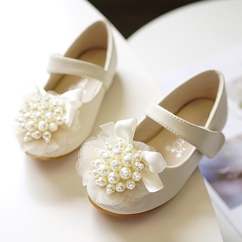 

Girls' Flats Flower Girl Shoes Microfiber Wedding Casual / Daily Dress Shoes Toddler(9m-4ys) Little Kids(4-7ys) Wedding Party Party & Evening Pearl Flower Pink Ivory Fall Spring