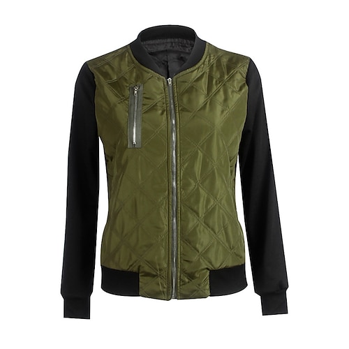 

Women's Bomber Jacket Varsity Jacket Warm Breathable Outdoor Daily Wear Vacation Going out Pocket Full Zip Zipper Stand Collar Active Sports Comfortable Street Style Solid Color Regular Fit Outerwear