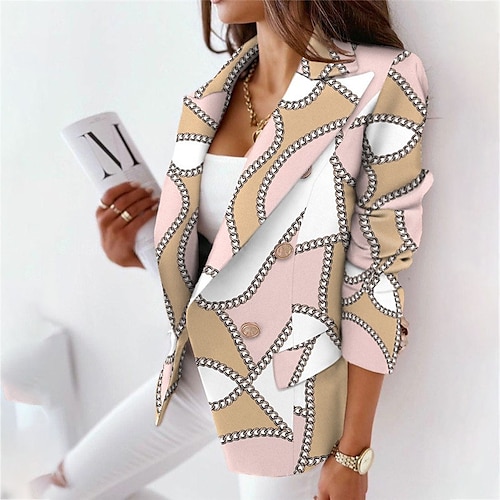 

Women's Blazer Casual Jacket Work Daily Valentine's Day Fall Regular Coat Regular Fit Warm Breathable Casual Jacket Long Sleeve Floral Print Black Blue Pink