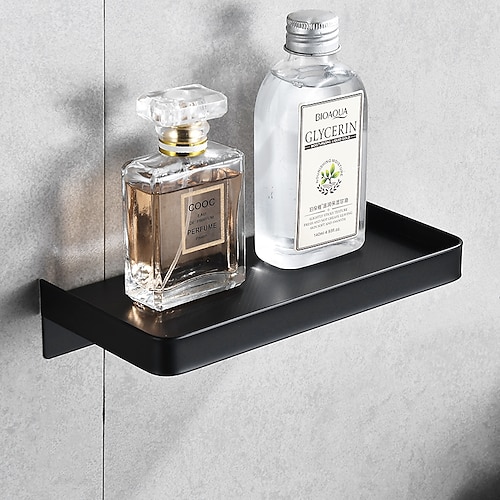 

Bathroom Shelf Wall Mounted Storage Shelf,Stainless Steel Tray for Storing Mobilephones, Toilet Paper(Black/Chrome/Golden)
