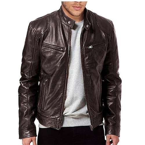 Men's Faux Leather Jacket Sports 