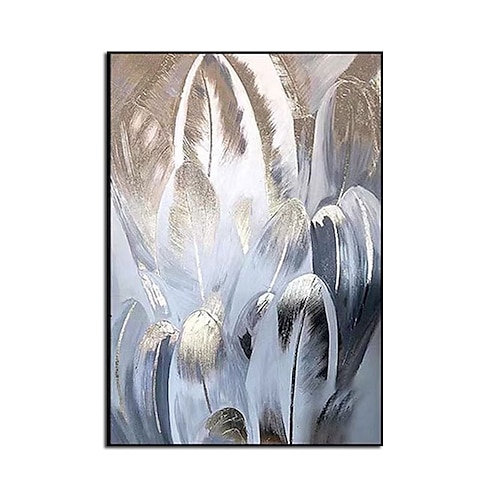 

Oil Painting Handmade Hand Painted Wall Art Modern Feather Abstract Living Room Home Decoration Decor Stretched Frame Ready to Hang