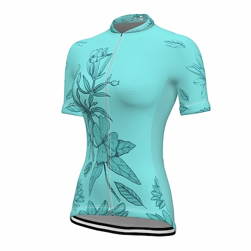 

21Grams Women's Cycling Jersey Short Sleeve Bike Jersey Top with 3 Rear Pockets Mountain Bike MTB Road Bike Cycling Fast Dry Breathable Quick Dry Moisture Wicking Green Floral Botanical Polyester