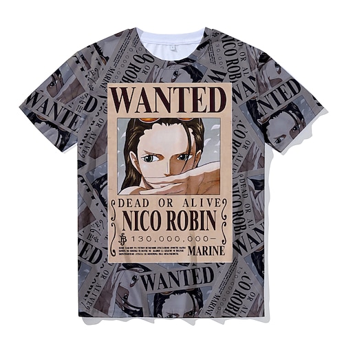 

One Piece Nico Robin T-skjorte Anime Tegneserie Animé 3D Harajuku Graphic T-Trøye Til Herre Dame Unisex Voksne 3D-utskrift 100% Polyester