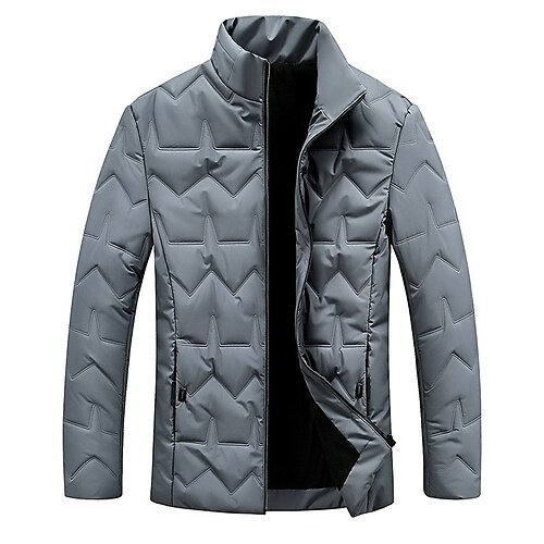 

Men's Sports Puffer Jacket Padded Hiking jacket Hiking Windbreaker Winter Outdoor Thermal Warm Windproof Lightweight Breathable Outerwear Winter Jacket Trench Coat Fishing Climbing Running Grey Black