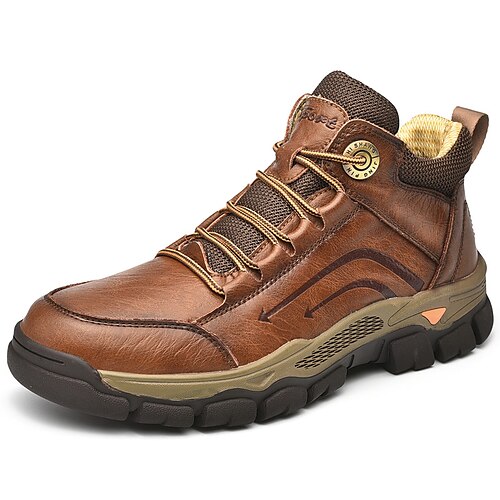 

Men's Trainers Athletic Shoes Daily Hiking Shoes Cowhide Non-slipping Black Brown Winter Fall