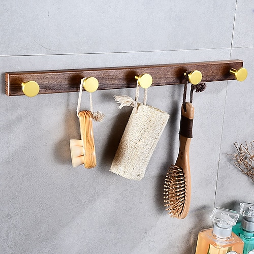 

Wall Hooks for Coats,Walnut&Aluminum Robe Hooks,Wall Mounted Coat Hooks For Bathroom,Bedroom,Kitchen