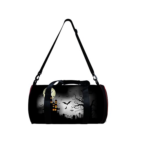 

Unisex 2022 3D Print Duffle Bag Polyester Zipper Halloween 3D Digital Print Halloween Daily Outdoor Black Grey