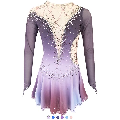 

Vestito da pattinaggio artistico Per donna Da ragazza Pattinaggio sul ghiaccio Vestiti Completi Viola chiaro Viola Rosa Scollatura posteriore Elastene Elevata elasticità Addestramento Vestiti da