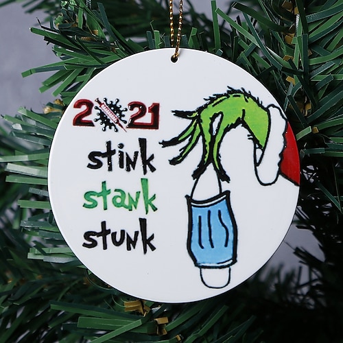 

source manufacturer cross-border hot style 2021 christmas grinch epidemic theme acrylic pendant matte single-sided pendant