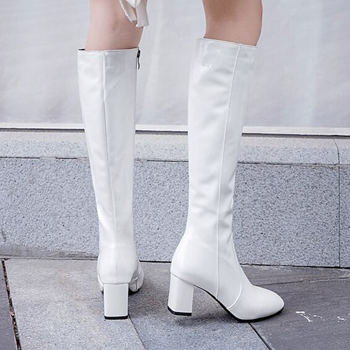Details about   Sexy Women's Ladies Patent Leather Round Toe Block Heel Knee High Boots Party D
