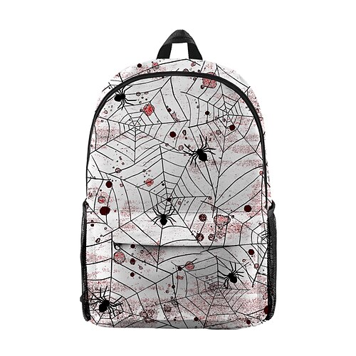 

Unisex Oxford Cloth 300D School Bag Commuter Backpack 3D Large Capacity Breathable Zipper Tiered 3D Print Striped Halloween Halloween School Daily White Red
