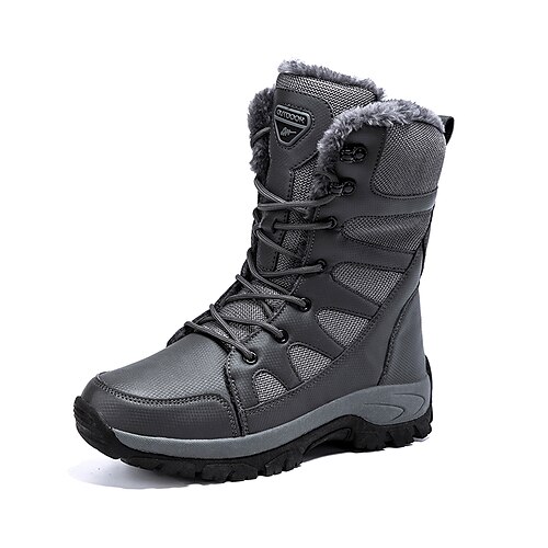 

Men's Boots Snow Boots Winter Boots Fleece lined Daily Mesh Warm Non-slipping Booties / Ankle Boots Dark Grey Black Winter Fall