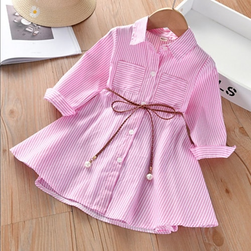 

Mädchen' A Linie Kleid Langarm Plaid 3D-gedruckte Grafik Kleider Kuschelig Prinzessin Übers Knie Baumwolle Kleid Herbst kinderkleidung Täglich Regular Fit Kordelzug