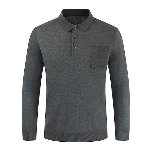 

Men's Polo Shirt Golf Shirt Outdoor Street Classic Long Sleeve Fashion Casual Oil Painting Pocket Summer Regular Fit Black Wine Blue Light Grey Dark Blue Dark Gray Polo Shirt