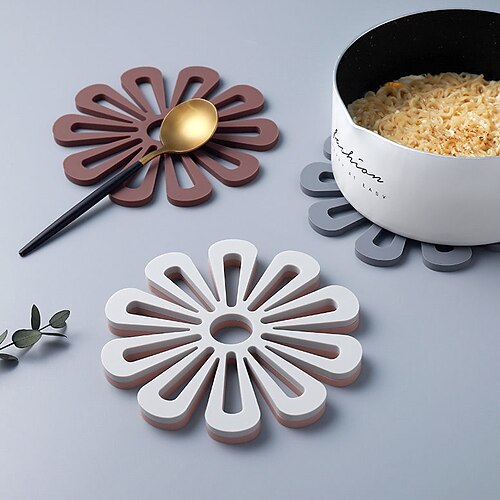 

Hot Pot Holder Hot Pads for Table Countertop Teapot Trivet Kitchen Trivets Non-Slip Heat Resistant Modern Kitchen Hot Pads for Pots Hot Dish Black Trivet