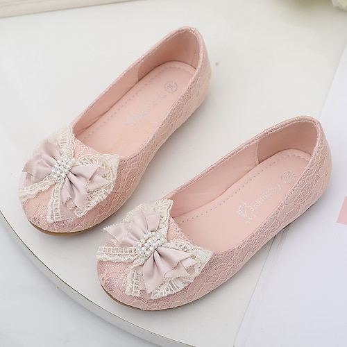 

Girls' Flats Flat Comfort Flower Girl Shoes Princess Shoes Lace Mesh Dress Shoes Toddler(9m-4ys) Little Kids(4-7ys) Wedding Party Party & Evening Bowknot Pearl Pink Champagne White Fall Spring
