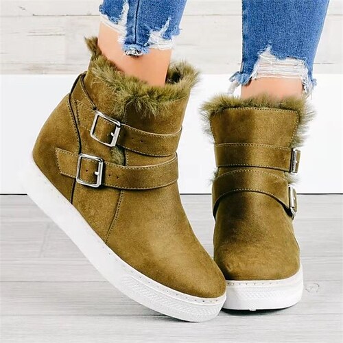 

Women's Boots Snow Boots Daily Over The Knee Boots Booties Ankle Boots Buckle Hidden Heel Round Toe Suede Loafer Solid Colored Black Army Green Brown