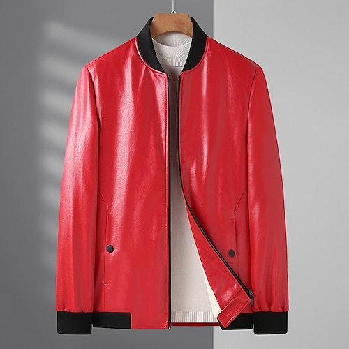 

Hombre Chaqueta Exterior Diario Primavera Otoño Corto Abrigo Escote Chino Ajuste regular Resistente al Viento Mantiene abrigado Ropa de calle Casual Chaquetas Manga Larga Plano Bolsillo Negro Rojo