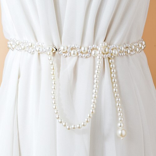 

Women's Belt Baroque Pearls Silver Chain Outdoor Carnival Pure Color / Spring / Summer / Fall / Winter / White