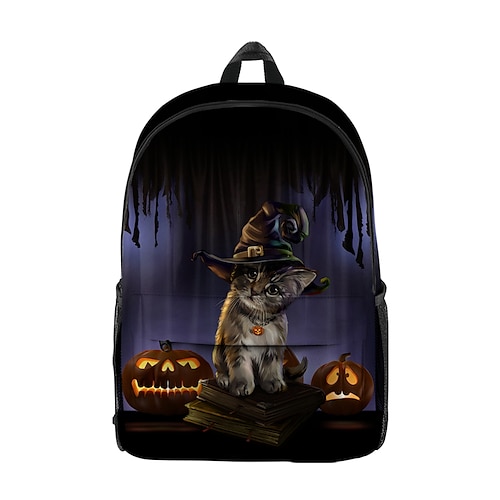 

Unisex Oxford Cloth 300D School Bag Commuter Backpack Large Capacity Breathable Zipper Tiered Striped Halloween Halloween School Daily Purple