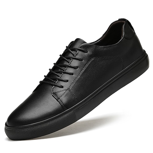 

Men's Sneakers Casual Preppy Daily Cowhide Black White Fall Spring