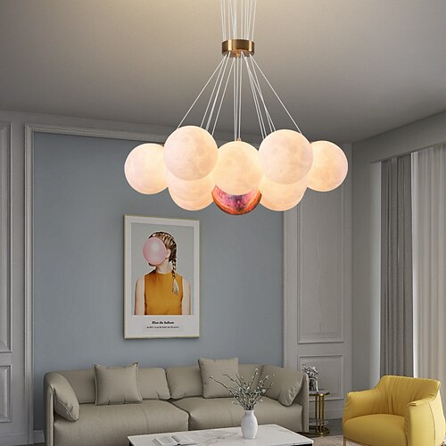 

3D Printing Moon Pendant Light Nordic Modern Simple Bedroom Bar Table Island Moon Color Starry Multi Head Lights