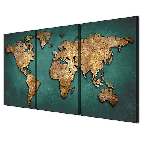 

3 Panels Wall Art Canvas Prints Painting Artwork Picture World Map Home Decoration Decor Rolled Canvas No Frame Unframed Unstretched