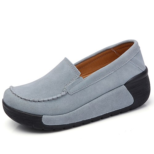

Women's Loafers & Slip-Ons Loafers Office Daily Flat Heel Round Toe Leather Suede Loafer Solid Colored Black Red Blue