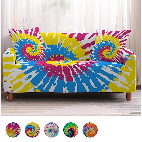 

Tie Dye Stretch Sofa Cover Slipcover Elastic Sectional Couch Armchair Loveseat 4 or 3 seater L shape Jacquard White Black Grey Soft Durable Washable