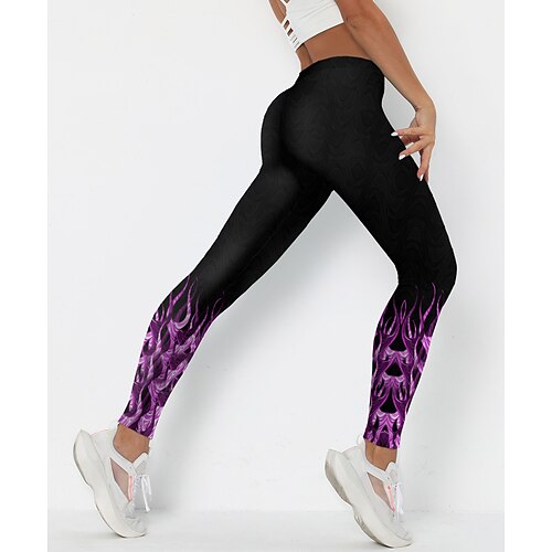 

Women's Leggings Blue Purple Pink Mid Waist Sports Fashion Leisure Sports Weekend Print Stretchy Ankle-Length Comfort Print S M L XL XXL / Skinny