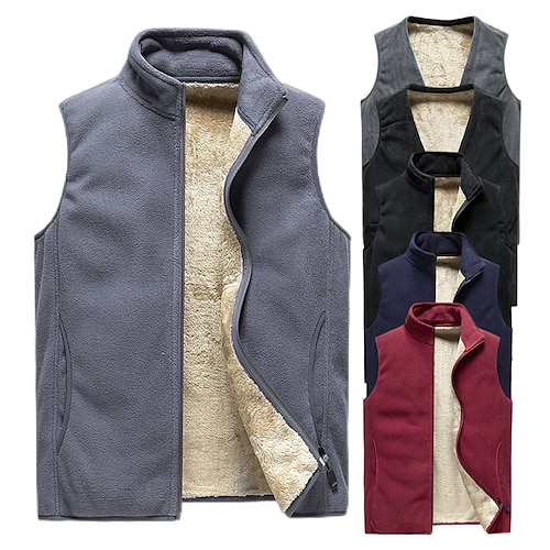 

Men's Fishing Vest Hiking Fleece Vest Winter Outdoor Thermal Warm Windproof Fleece Lining Lightweight Outerwear Jacket Trench Coat Skiing Fishing Climbing 2018 black 2019 black 2018 blue 2018 gray