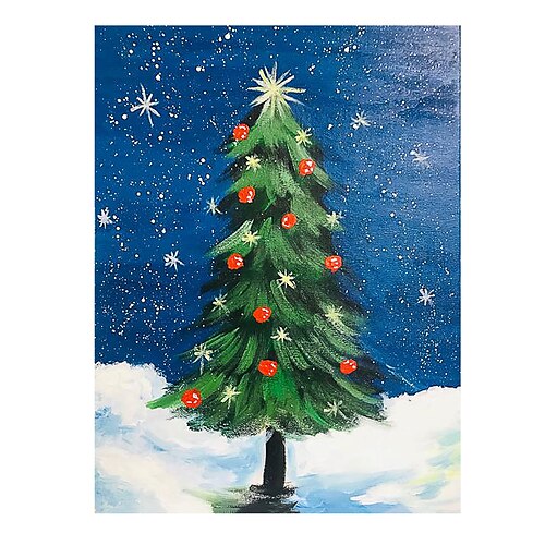 

Christmas Oil Painting Handmade Hand Painted Wall Art christmas tree Home Decoration Dcor Stretched Frame Ready to Hang