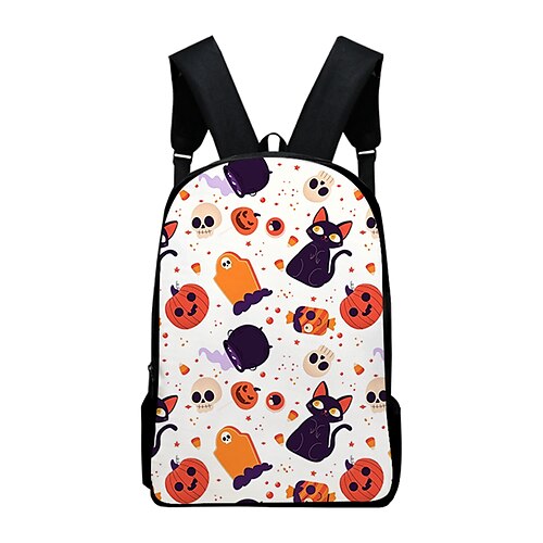 

Unisex Oxford Cloth 300D School Bag Commuter Backpack Large Capacity Breathable Zipper Halloween Halloween School Daily Black / White