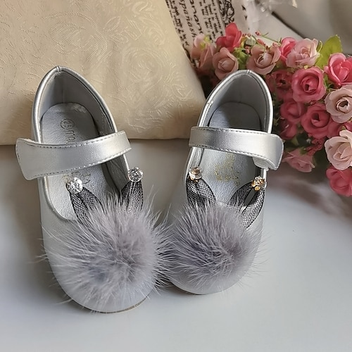 

Girls' Flats Flower Girl Shoes Microfiber Wedding Casual / Daily Dress Shoes Toddler(9m-4ys) Little Kids(4-7ys) Wedding Party Party & Evening Pom-pom Pink Silver Ivory Fall Winter