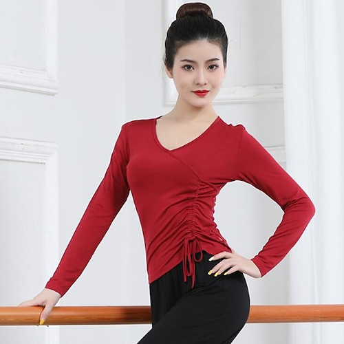 

Latin Dance Ballroom Dance Top Solid Women's Training Performance Long Sleeve Modal