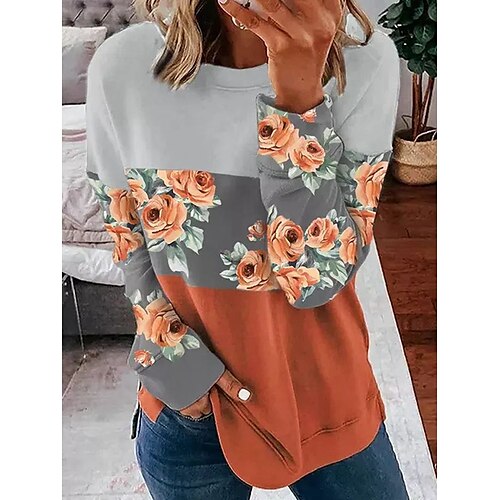 

Women's Sweatshirt Pullover Floral Plaid Checkered Portrait Print Daily Sports 3D Print Active Streetwear Clothing Apparel Hoodies Sweatshirts Green Yellow