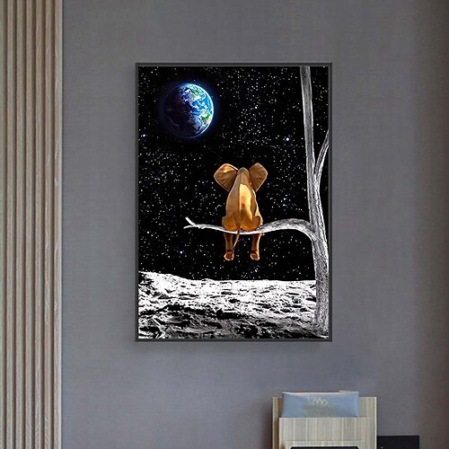 

Wall Art Canvas Prints elephant moon tree Home Decoration Decor Rolled Canvas No Frame Unframed Unstretched