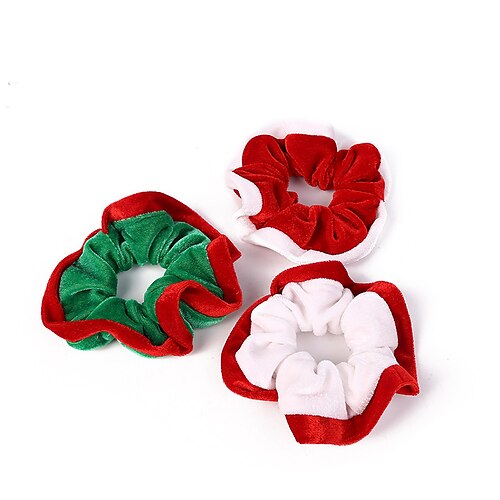 

3 Pieces Mixed Color Flannel Christmas Large Intestine Circle European And American Simple Mini Hair Accessories