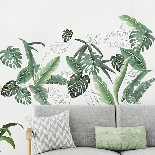 

pequenas plantas verdes tropicais frescas tartaruga folha traseira decoração de casa quarto sala de estar adesivos de parede de decoração de embelezamento