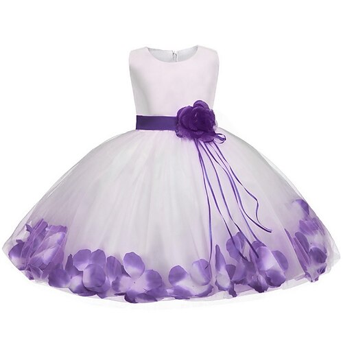 

Kids Little Girls' Dress Floral Tulle Dress Party Performance Mesh Bow Blue Purple Blushing Pink Maxi Sleeveless Princess Cute Dresses Summer Regular Fit 2-8 Years