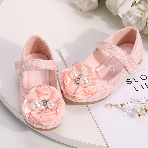 

chaussures pour filles dentelle printemps été / automne confort d'hiver / chaussures de demoiselle d'honneur ballerines fleur / imitation perle pour bébé / enfant champagne / blanc