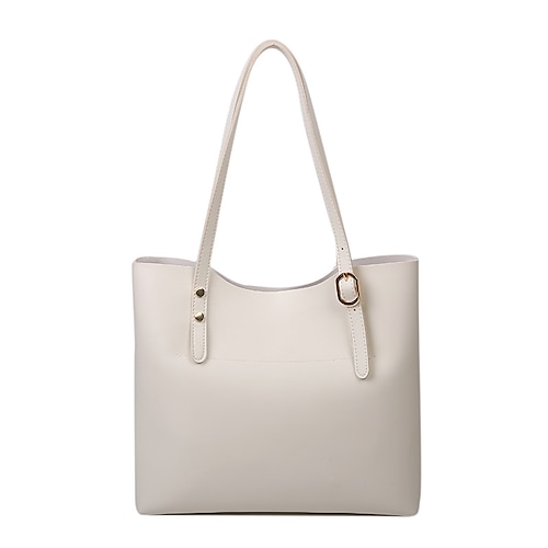 

Women's Tote Tote PU Leather Zipper Solid Color Daily Going out White Black Brown Coffee