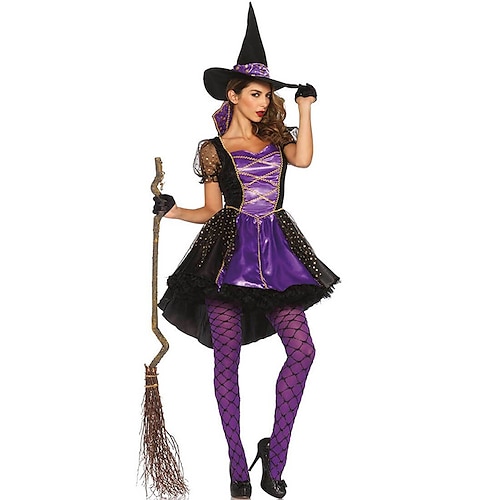 

Sorcière Robe Costume de Cosplay Chapeau Costume de fête Adulte Femme Cosplay Utilisation Soirée Halloween Halloween Carnaval Mascarade Déguisements d'Halloween faciles