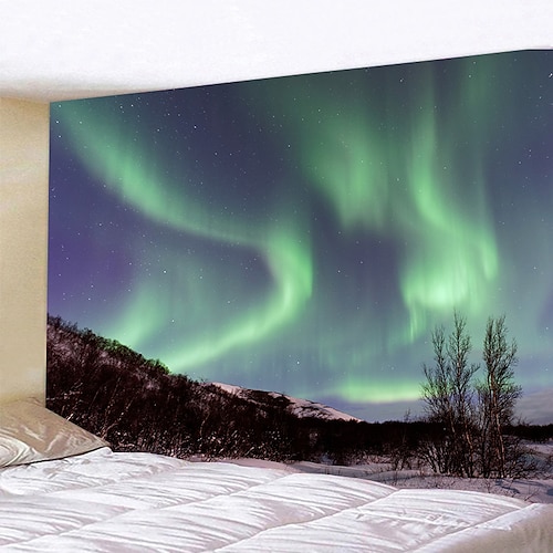 

Landscape Aurora Wall Tapestry Art Decor Blanket Curtain Hanging Home Bedroom Living Room Decoration Polyester