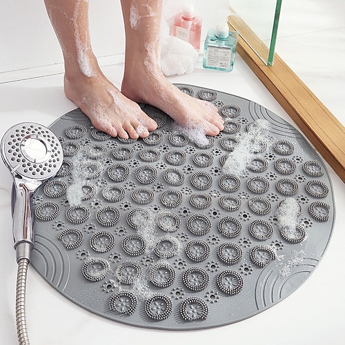 

55cm Non-Slip Round Bathroom Mat Safety Shower Bath Mat Pvc Massage Pad Bathroom Carpet Floor Drainage Suction Cup Bath Mat