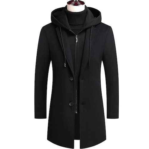 

Men's Winter Coat Wool Coat Overcoat Trench Coat Outdoor Street Winter Fall Spring Polyester Thermal Warm Warm Outerwear Clothing Apparel Business Casual Plain Pocket Notch lapel collar Single