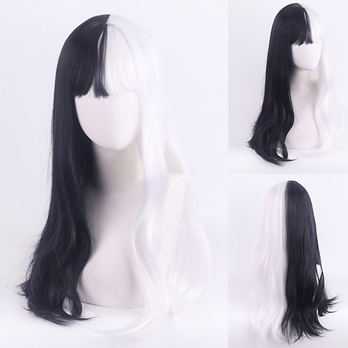 

101 Dalmatians Cruella De Vil Cosplay Wigs Women's With Bangs / Heat Resistant Fiber Natural Straight Black Adults' Anime Wig